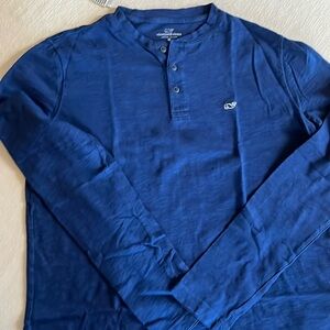 Vineyard Vines Long Sleeve Blue Henley Boys XL